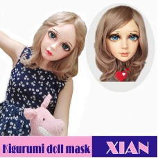 (Xian)Crossdress Sweet Girl Resin Half Head Female Kigurumi Mask With BJD Eyes Cosplay Anime Doll Mask (Xian)Crossdress Sweet Girl Resin Half Head Female Kigurumi Mask With BJD Eyes Cosplay Anime Doll Mask